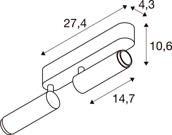 SLV GRIP! M, Ceiling-mounted light, double, PHASE, 2700K, 28W, 42°, white / black 1009076