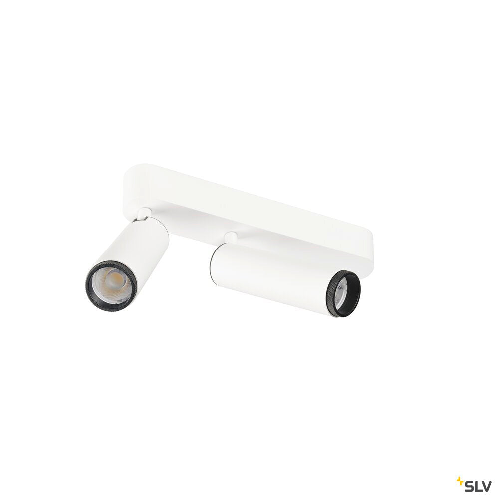 SLV GRIP! M, Ceiling-mounted light, double, PHASE, 3000K, 28W, 42°, white / black 1009077