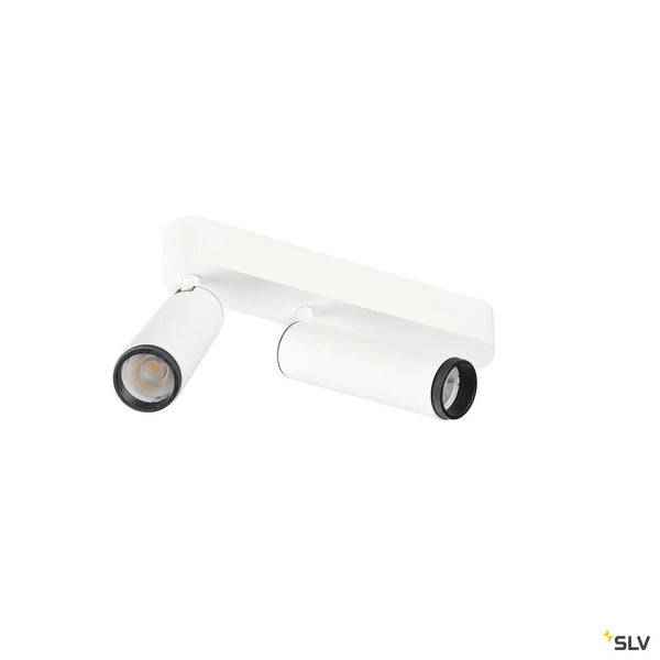 SLV GRIP! M, Ceiling-mounted light, double, PHASE, 3000K, 28W, 42°, white / black 1009077