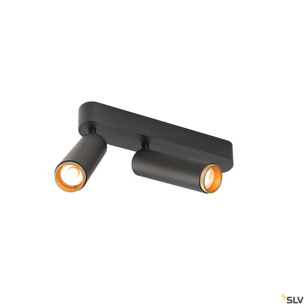 SLV GRIP! M, Ceiling-mounted light, double, PHASE, 2700K, 28W, 42°, black / gold 1009078