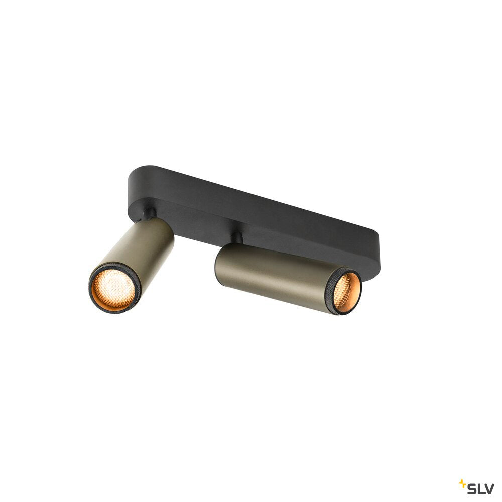 SLV GRIP! M, Ceiling-mounted light, double, PHASE, 2700K, 28W, 42°, bronze / black 1009080