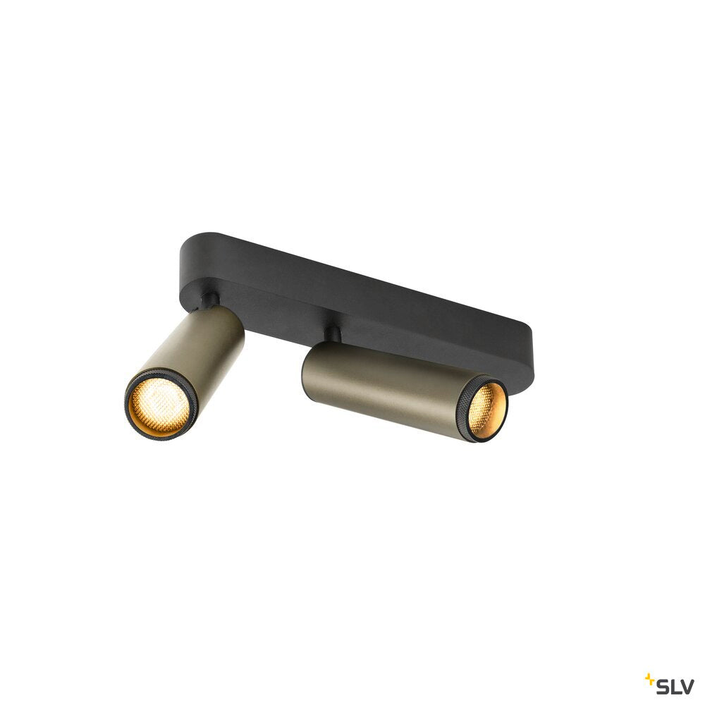 SLV GRIP! M, Ceiling-mounted light, double, PHASE, 3000K, 28W, 42°, bronze / black 1009081