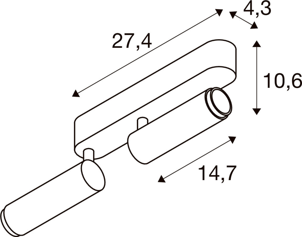 SLV GRIP! M, Ceiling-mounted light, double, PHASE, 2700K, 28W, 42°, gold / black 1009082
