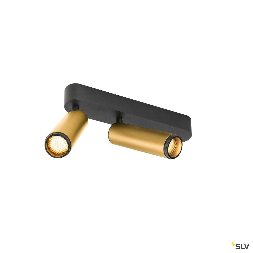 SLV GRIP! M, Ceiling-mounted light, double, PHASE, 3000K, 28W, 42°, gold / black 1009083
