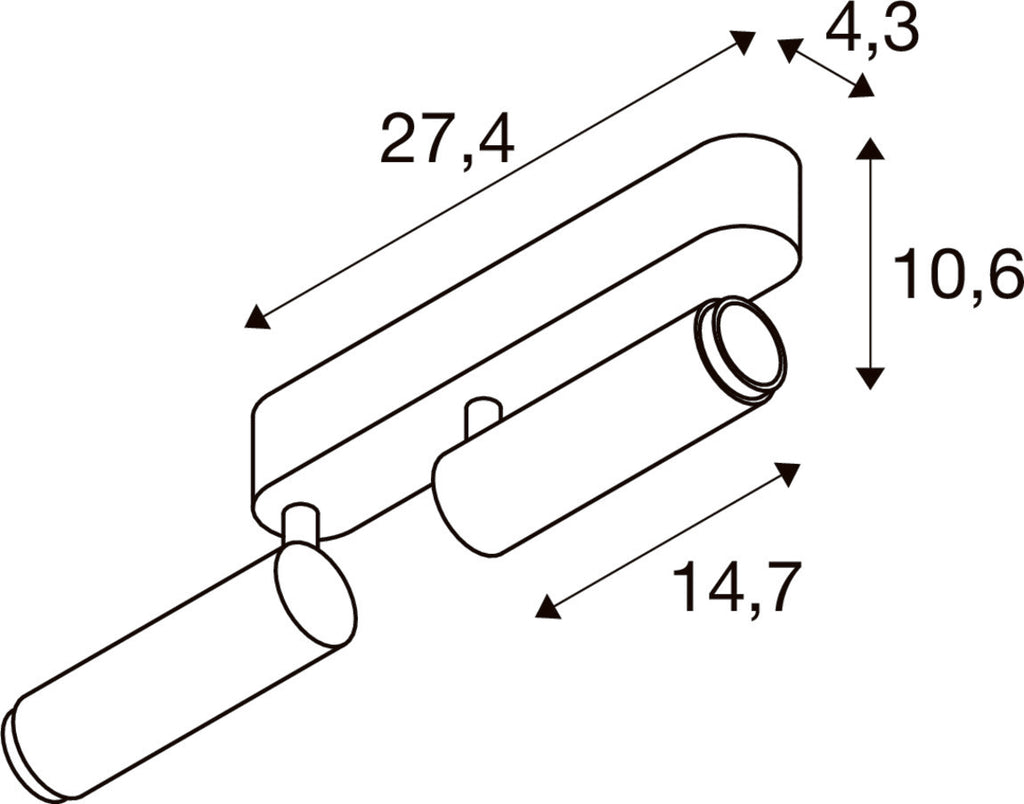 SLV GRIP! M, Ceiling-mounted light, double, PHASE, 3000K, 28W, 42°, gold / black 1009083