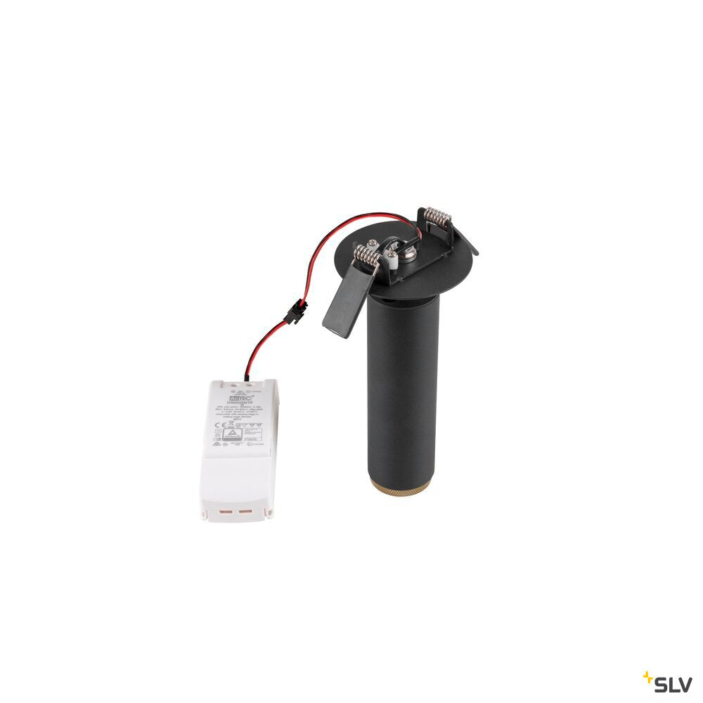 SLV GRIP! M, Recessed ceiling light, PHASE, 3000 K, 42°, IP20, cylindrical, black / gold 1009087