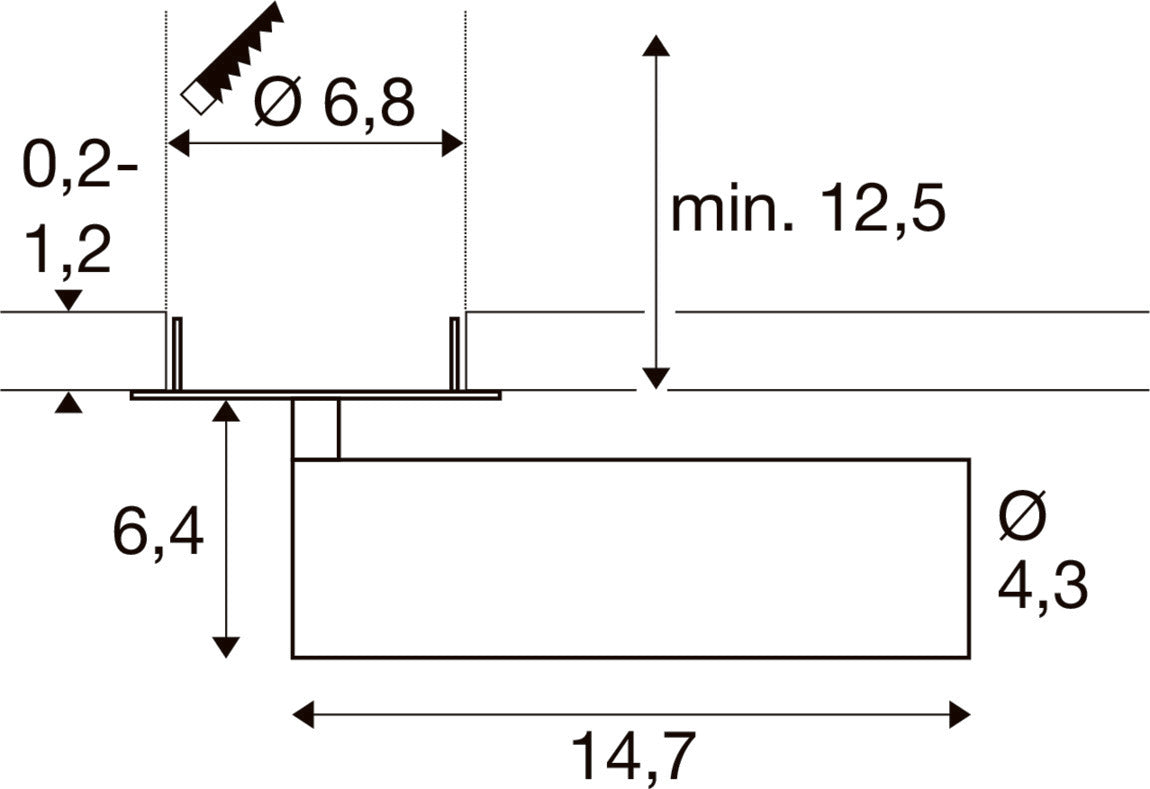 SLV GRIP! M, Recessed ceiling light, PHASE, 2700 K, 42°, IP20, cylindrical, bronze / black 1009088
