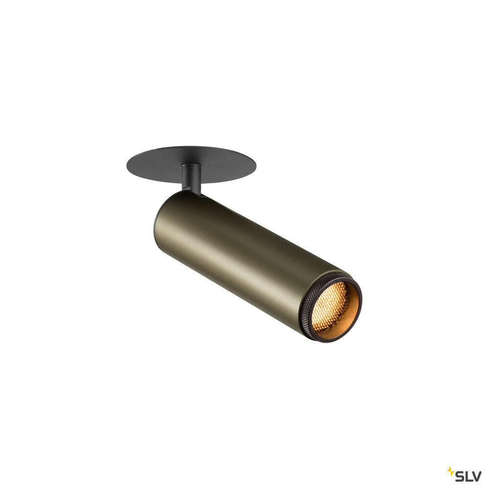 SLV GRIP! M, Recessed ceiling light, PHASE, 3000 K, 42°, IP20, cylindrical, bronze / black 1009089