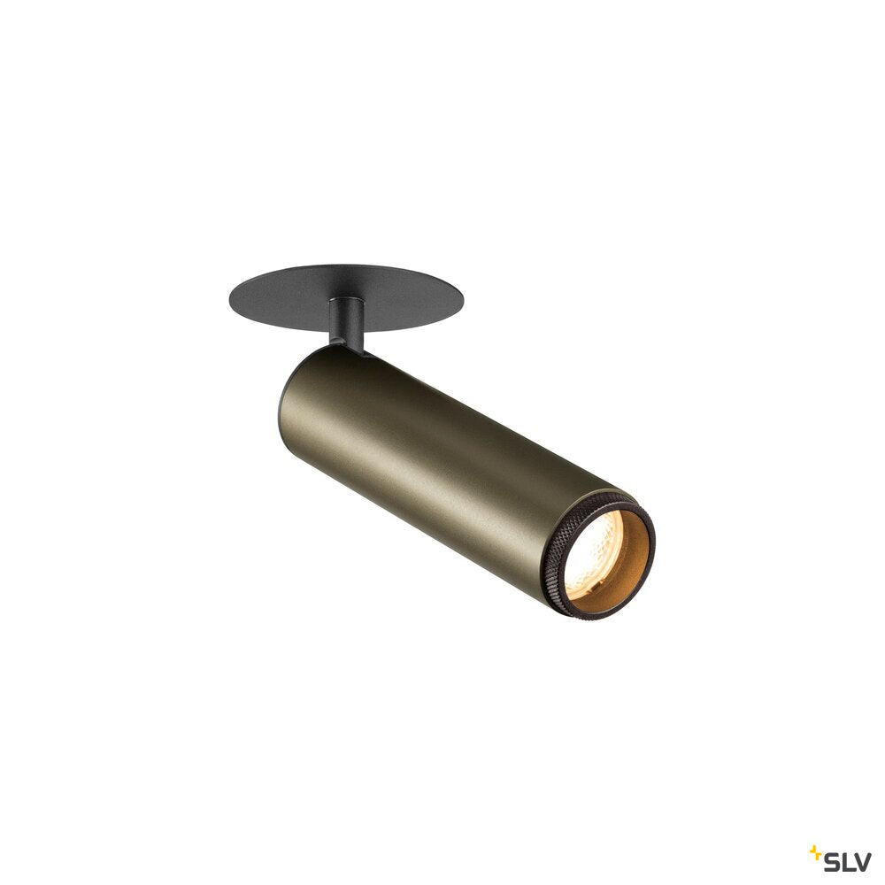 SLV GRIP! M, Recessed ceiling light, PHASE, 3000 K, 42°, IP20, cylindrical, bronze / black 1009089