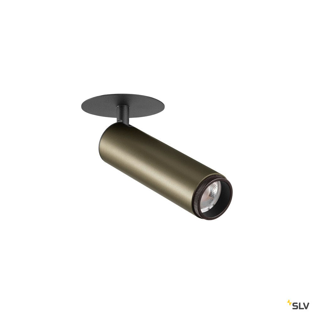 SLV GRIP! M, Recessed ceiling light, PHASE, 3000 K, 42°, IP20, cylindrical, bronze / black 1009089