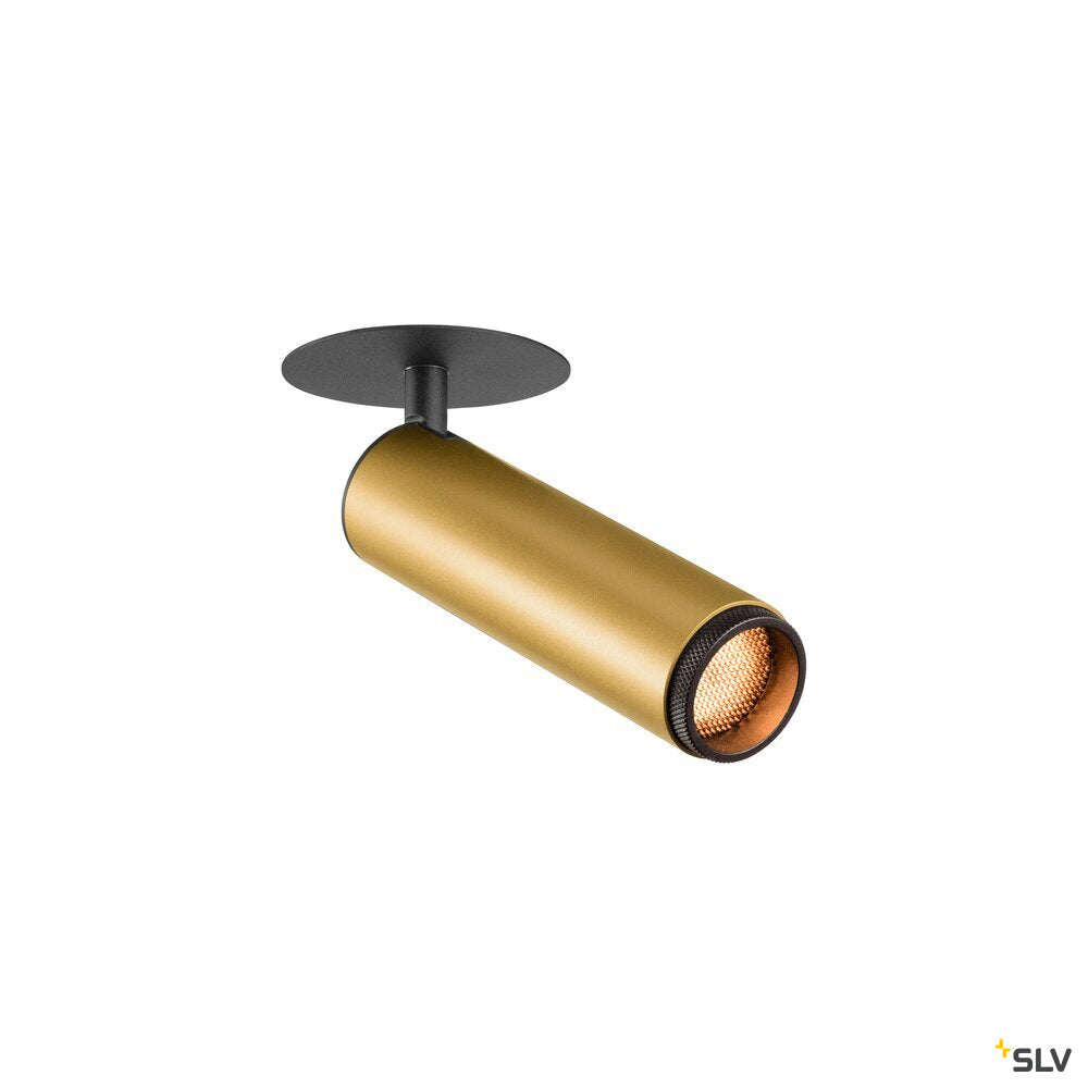 SLV GRIP! M, Recessed ceiling light, PHASE, 2700 K, 42°, IP20, cylindrical, gold / black 1009090