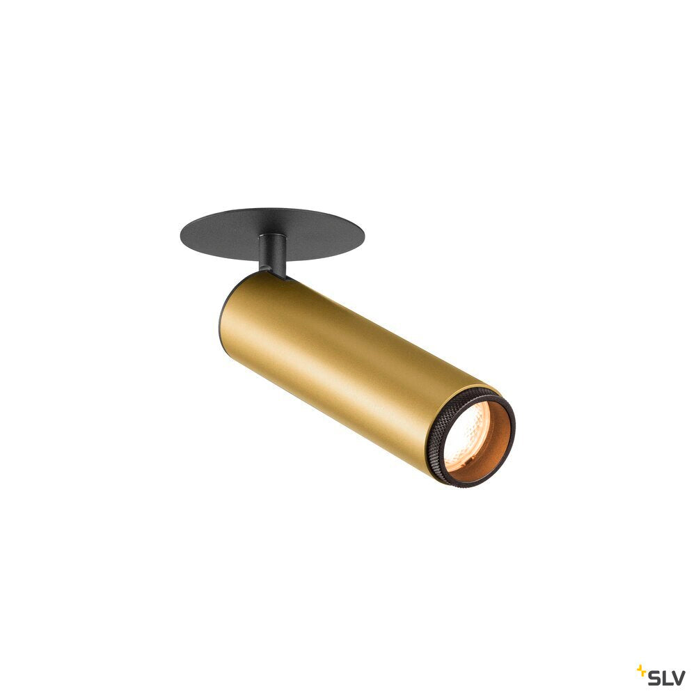 SLV GRIP! M, Recessed ceiling light, PHASE, 2700 K, 42°, IP20, cylindrical, gold / black 1009090