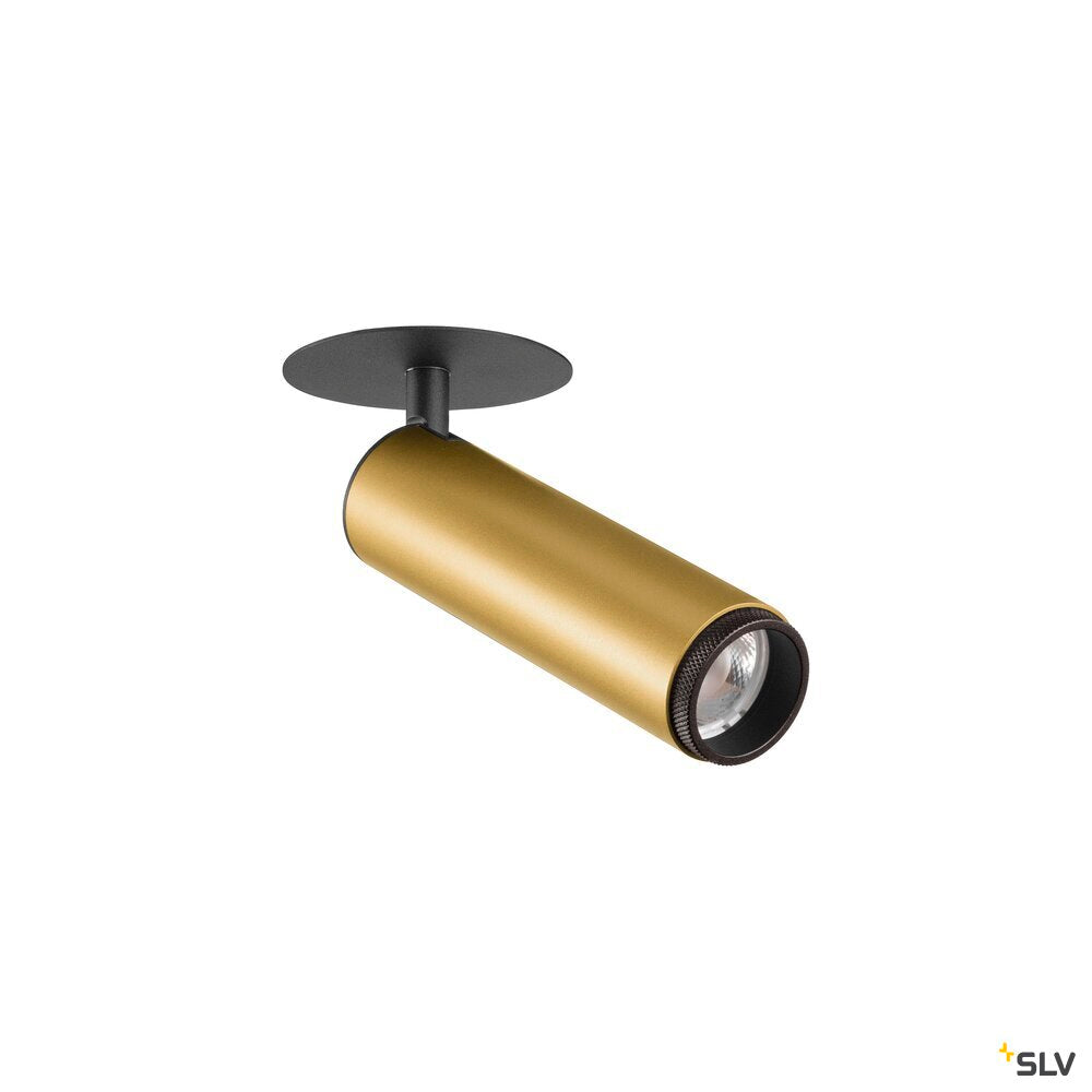 SLV GRIP! M, Recessed ceiling light, PHASE, 2700 K, 42°, IP20, cylindrical, gold / black 1009090