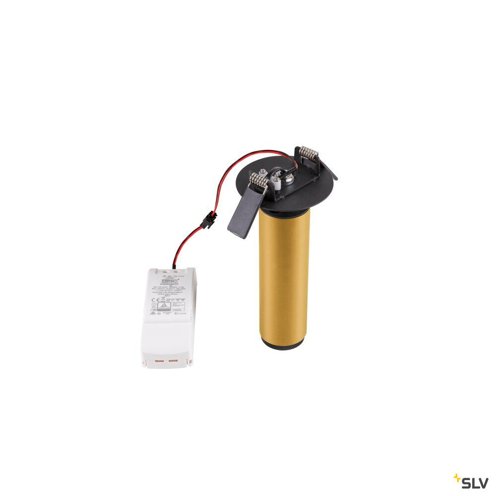 SLV GRIP! M, Recessed ceiling light, PHASE, 2700 K, 42°, IP20, cylindrical, gold / black 1009090