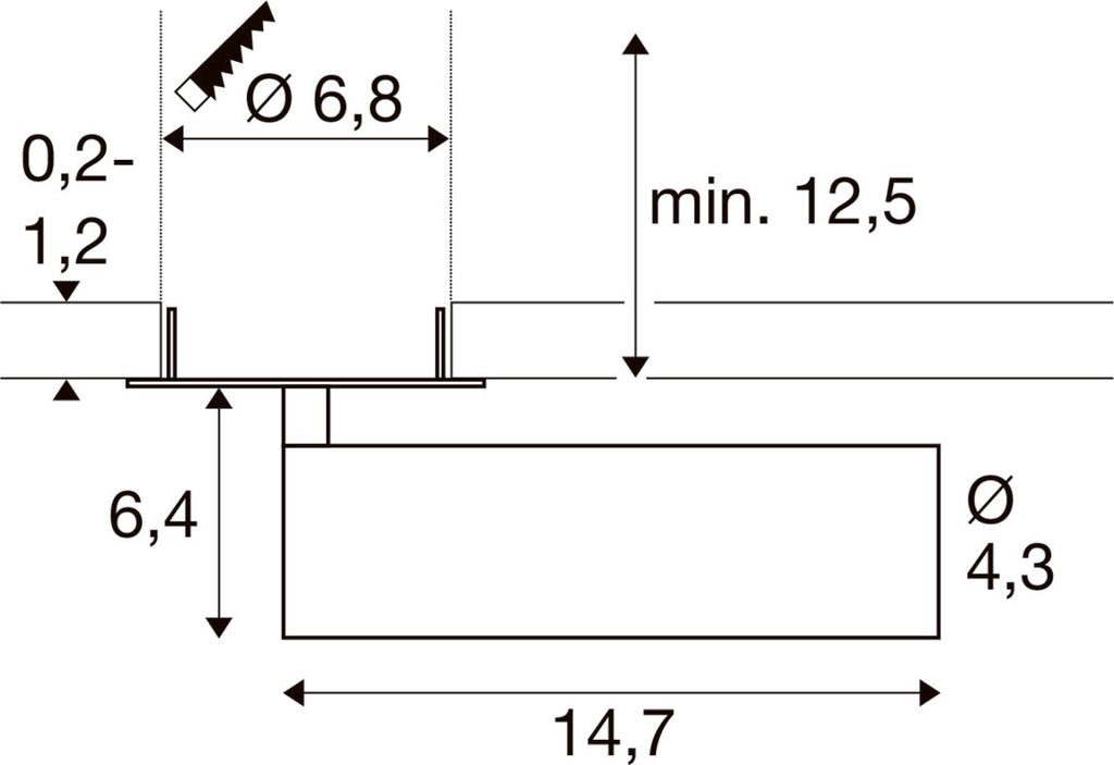 SLV GRIP! M, Recessed ceiling light, PHASE, 3000 K, 42°, IP20, cylindrical, gold / black 1009091