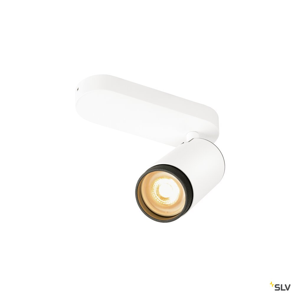 SLV GRIP! L, SPOT CL, single, QPAR51, ceiling-mounted light, cylindrical, 1 x max. 6 W, white / black 1009092