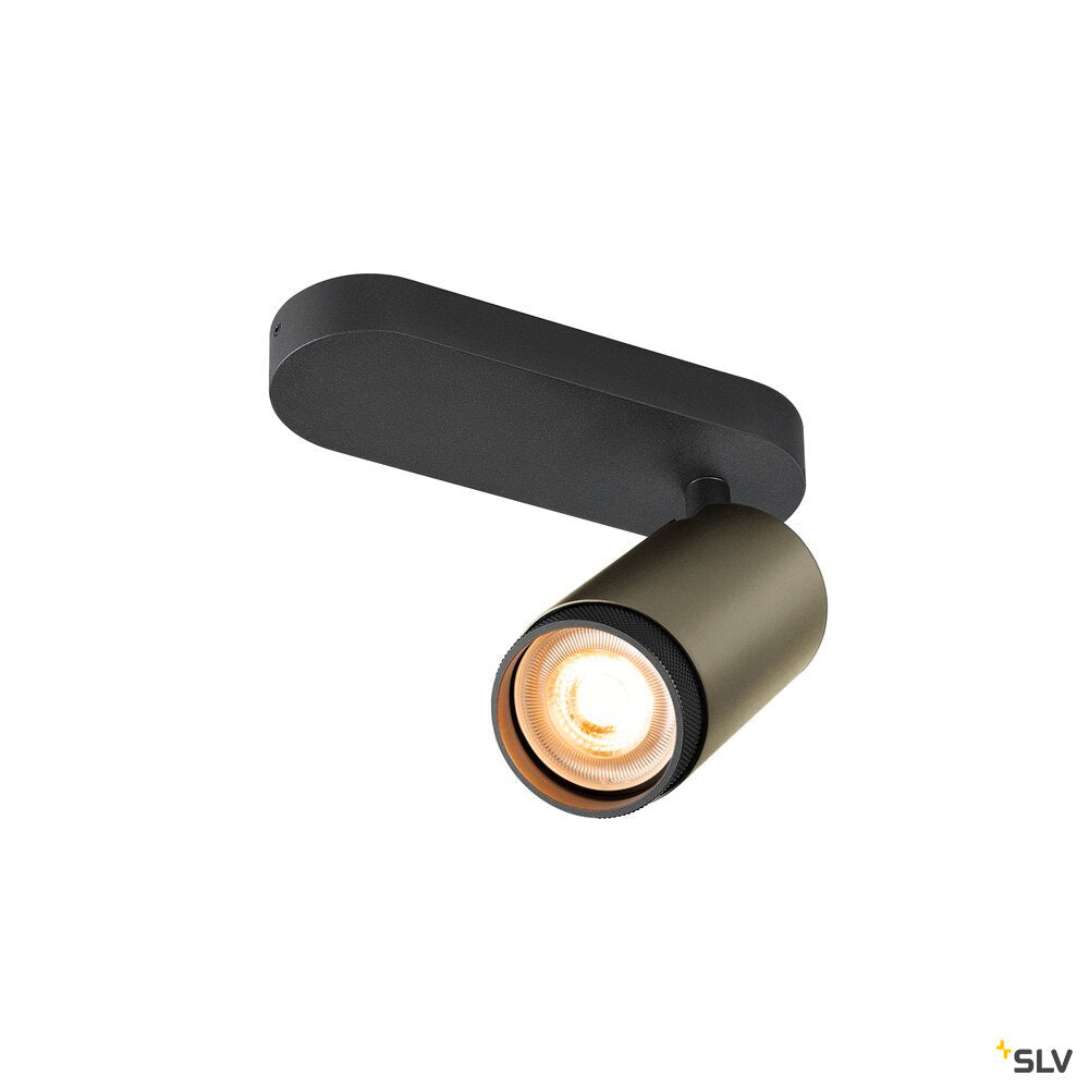 SLV GRIP! L, SPOT CL, single, QPAR51, ceiling-mounted light, cylindrical, 1 x max. 6 W, bronze / black 1009094