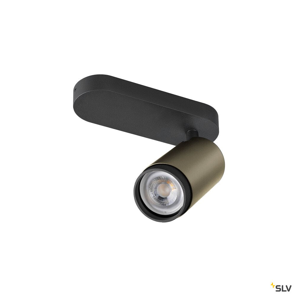 SLV GRIP! L, SPOT CL, single, QPAR51, ceiling-mounted light, cylindrical, 1 x max. 6 W, bronze / black 1009094