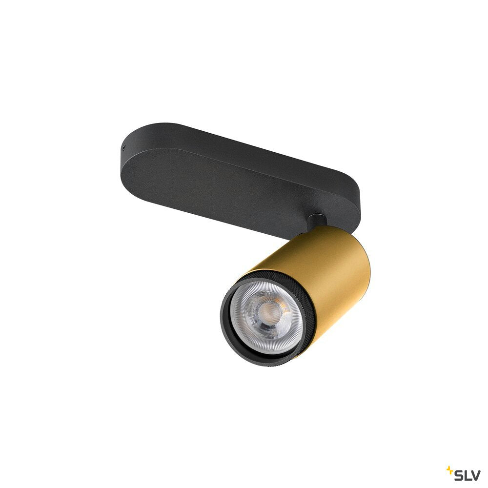 SLV GRIP! L, SPOT CL, single, QPAR51, Ceiling-mounted light, cylindrical, 1 x max. 6 W, gold / black 1009095