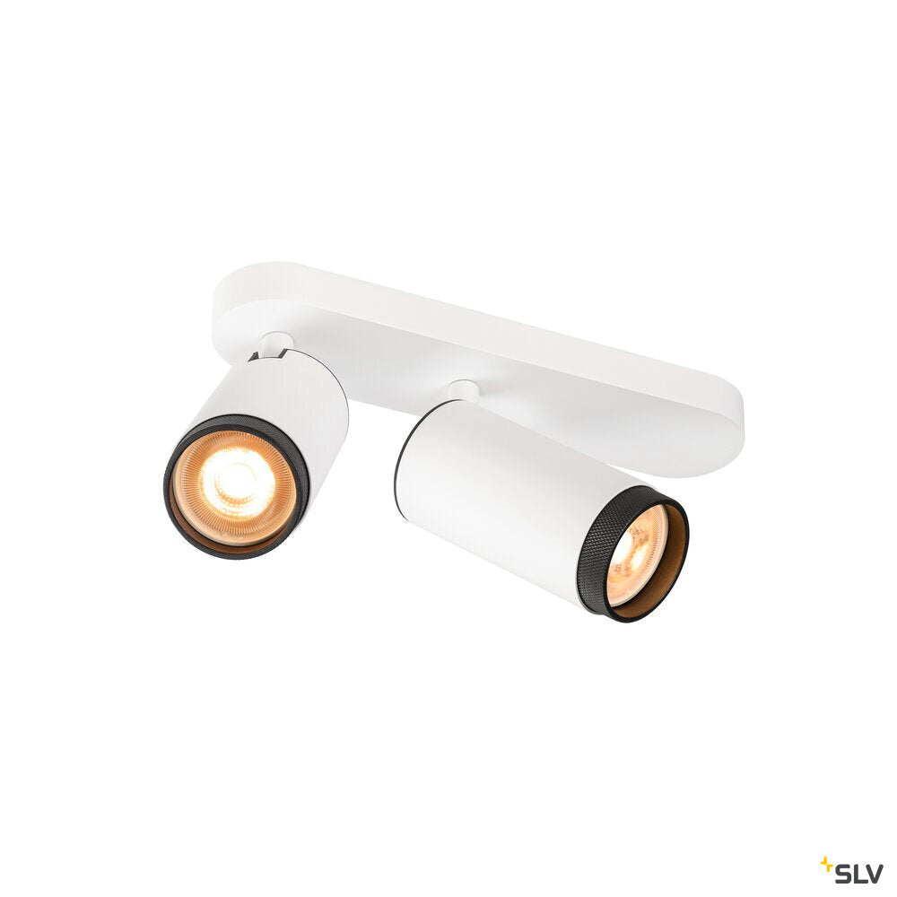 SLV GRIP! L, SPOT CL, double, QPAR51, ceiling-mounted light, cylindrical, 2 x max. 6 watts, white/black 1009096
