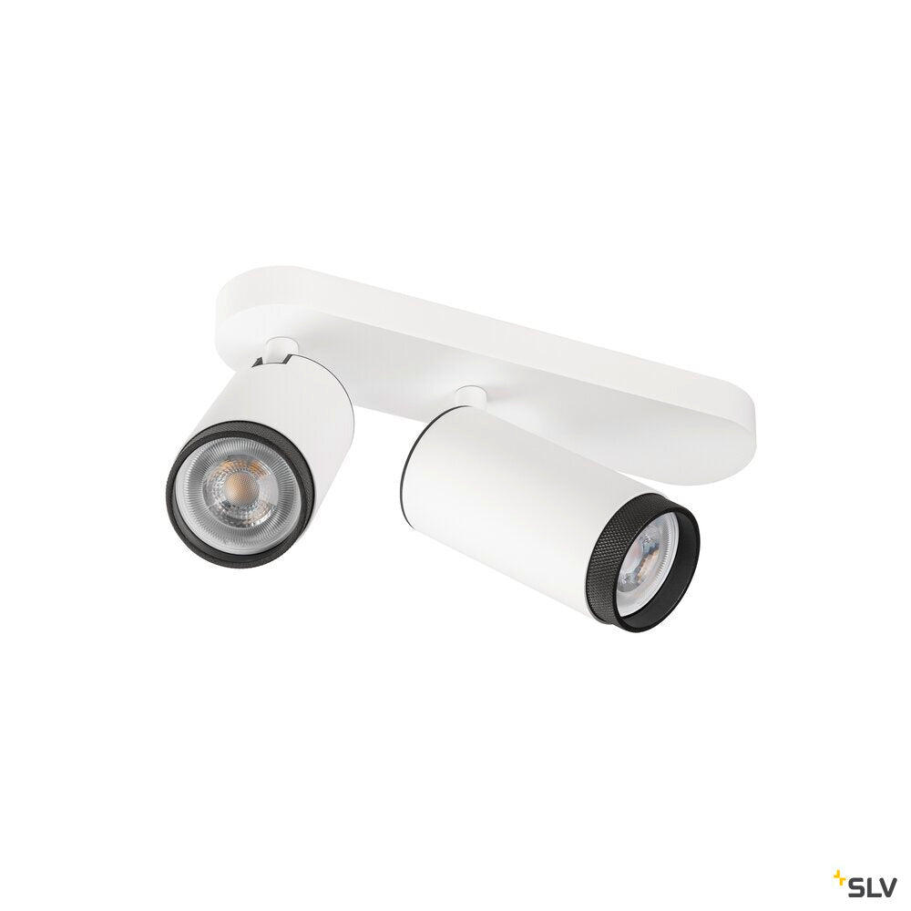 SLV GRIP! L, SPOT CL, double, QPAR51, ceiling-mounted light, cylindrical, 2 x max. 6 watts, white/black 1009096