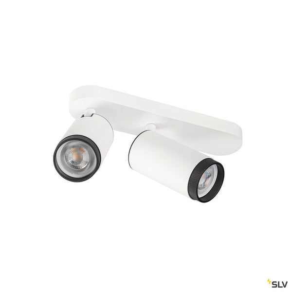 SLV GRIP! L, SPOT CL, double, QPAR51, ceiling-mounted light, cylindrical, 2 x max. 6 watts, white/black 1009096