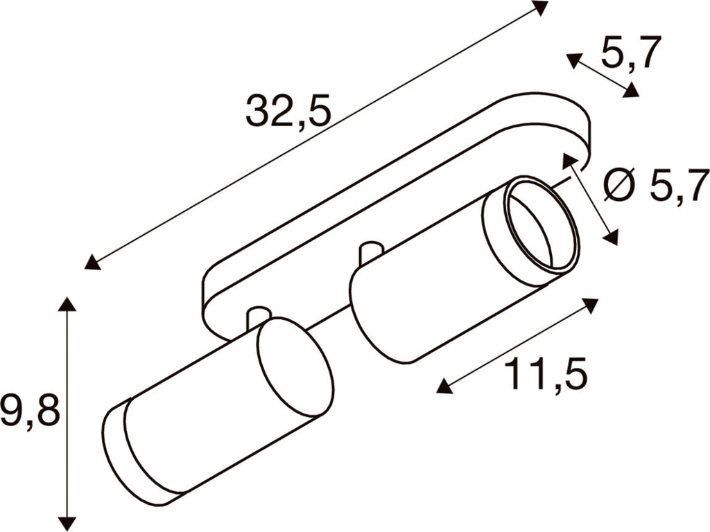 SLV GRIP! L, SPOT CL, double, QPAR51, ceiling-mounted light, cylindrical, 2 x max. 6 watts, white/black 1009096