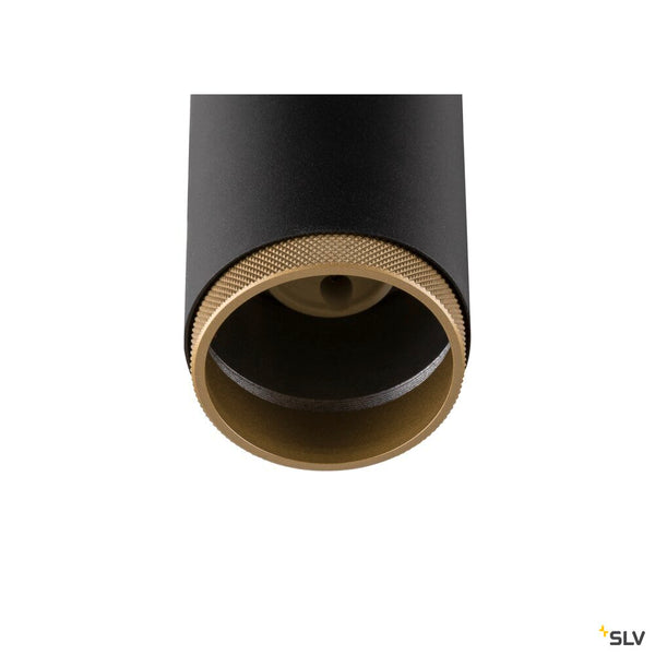 SLV GRIP! L, SPOT CL, double, QPAR51, ceiling-mounted light, cylindrical, 2 x max. 6 watts, black / gold 1009097