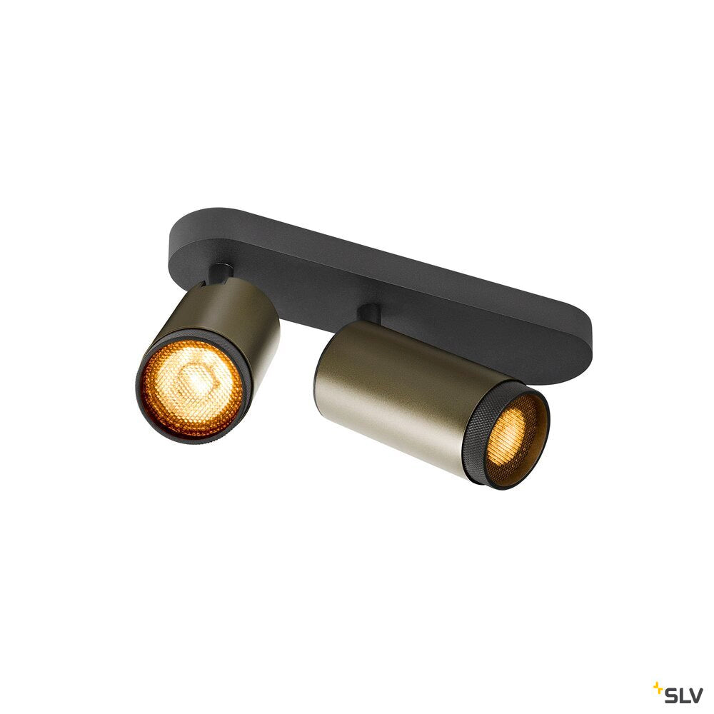 SLV GRIP! L, SPOT CL, double, QPAR51, ceiling-mounted light, cylindrical, 2 x max. 6 watts, bronze / black 1009098