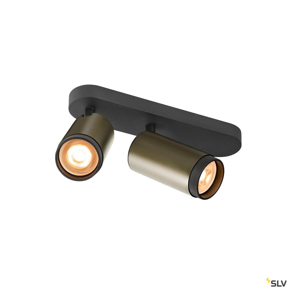 SLV GRIP! L, SPOT CL, double, QPAR51, ceiling-mounted light, cylindrical, 2 x max. 6 watts, bronze / black 1009098