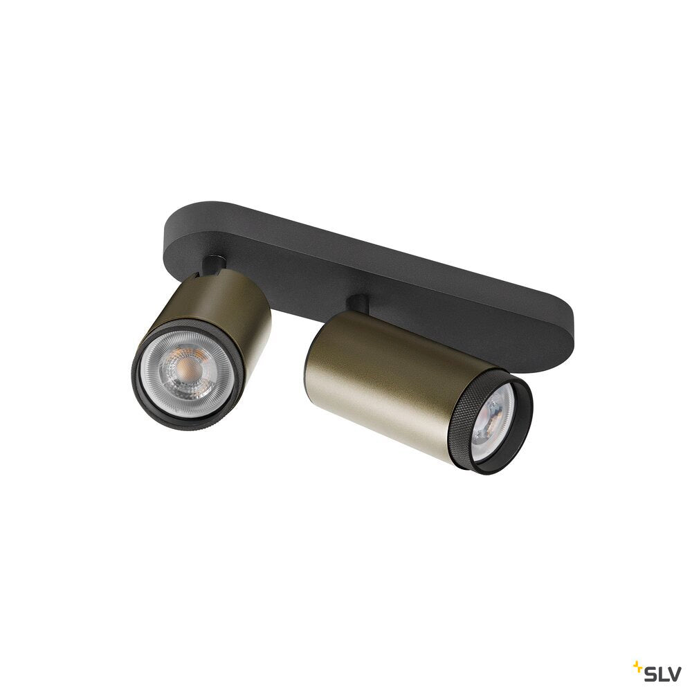 SLV GRIP! L, SPOT CL, double, QPAR51, ceiling-mounted light, cylindrical, 2 x max. 6 watts, bronze / black 1009098