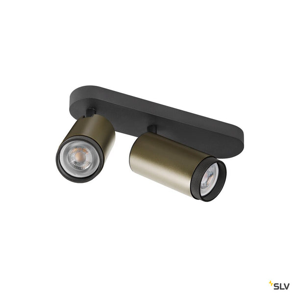 SLV GRIP! L, SPOT CL, double, QPAR51, ceiling-mounted light, cylindrical, 2 x max. 6 watts, bronze / black 1009098