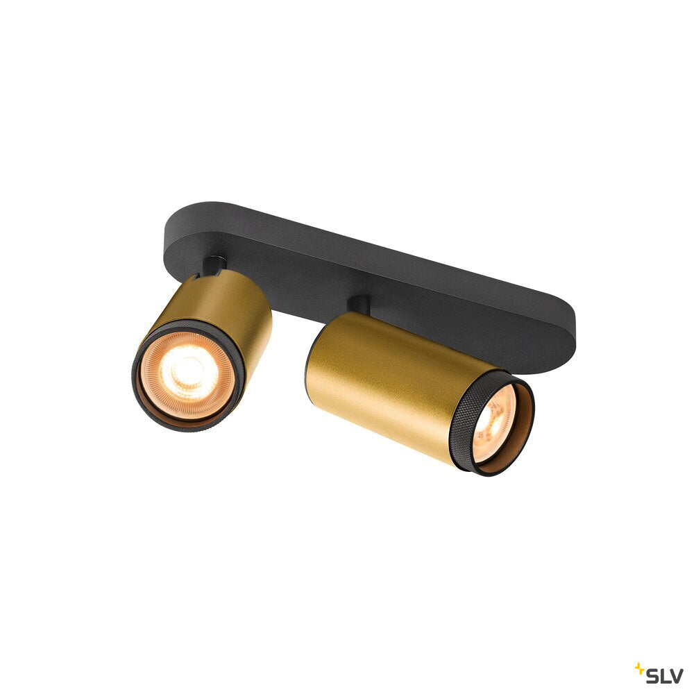 SLV GRIP! L, SPOT CL, double, QPAR51, ceiling-mounted light, cylindrical, 2 x max. 6 watts, gold / black 1009099