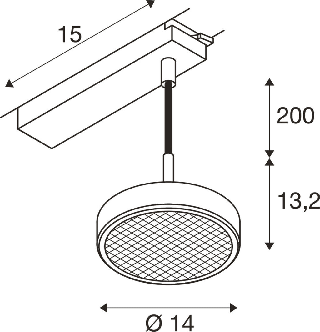 SLV GRIP! FLAT, 1~ Pendant light, PHASE, Pendant length 200 cm, 2700/3000 K, white / black 1009134