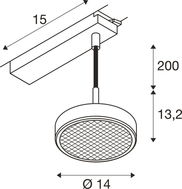 SLV GRIP! FLAT, 1~ Pendant light, PHASE, Pendant length 200 cm, 2700/3000 K, white / black 1009134