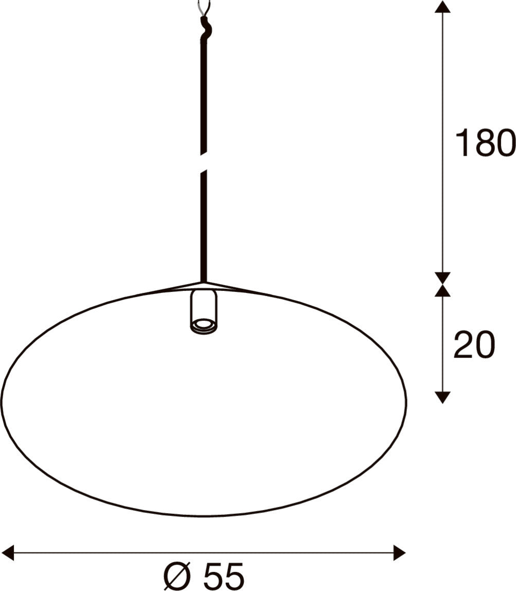 SLV MAGICO 55, pendant light, E27, pendant length 180 cm, 1 x max. 10 W, aluminium 1009137