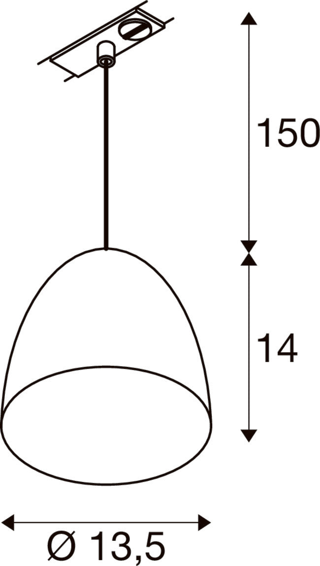 SLV PARA CONE 14, pendant light for 1-phase system, GU10, aluminium 1009140