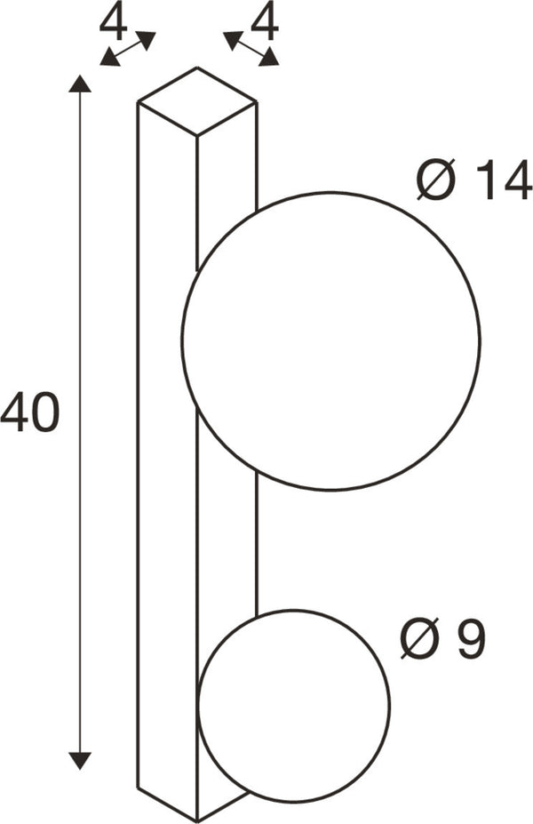 SLV SUN WL, double, G9, wall-mounted light, round, 2 x max. 5 W, IP20, black 1009145