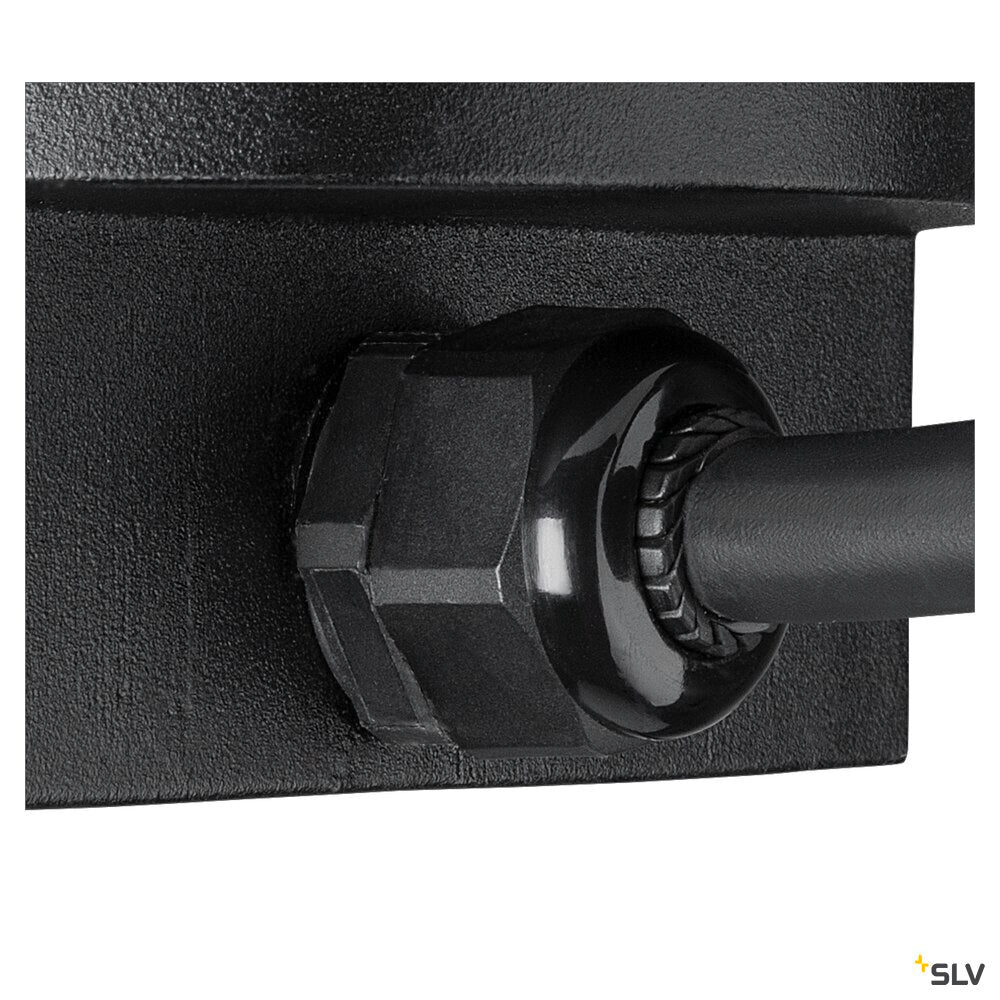 SLV DASAR® L, recessed floor light, asymmetrical, 3000K, 70°/40°, IP65/IP67, round, stainless steel / black 1009168