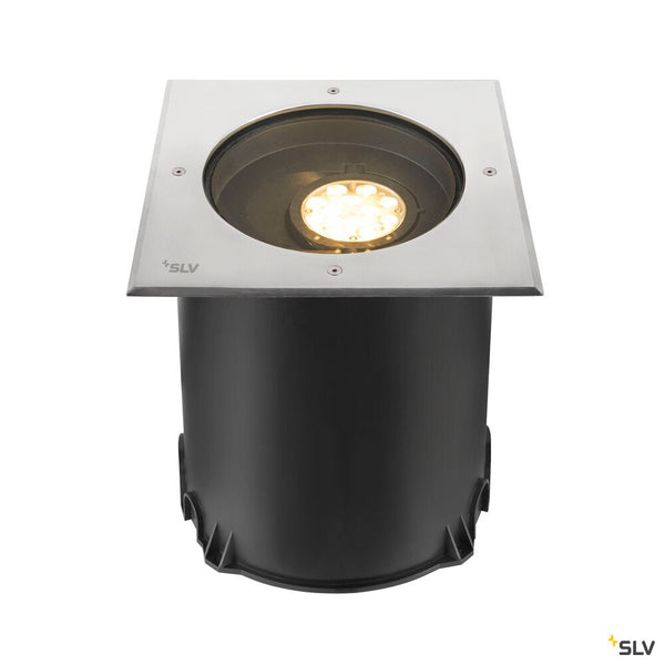SLV DASAR® XL, recessed floor light, asymmetric, 3000K, 70°/40°, IP65/IP67, square, stainless steel / black 1009171