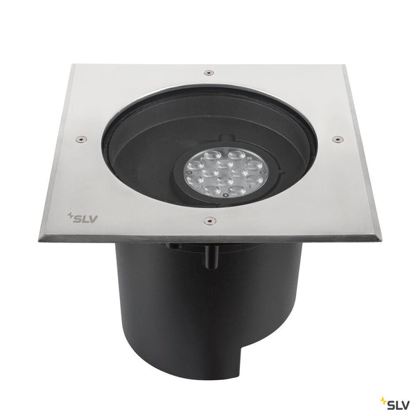 SLV DASAR® XL, recessed floor light, asymmetric, 3000K, 70°/40°, IP65/IP67, square, stainless steel / black 1009171