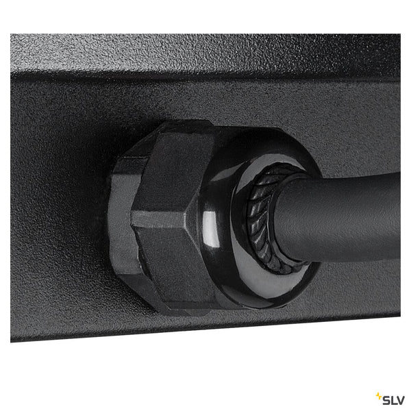 SLV DASAR® XL, recessed floor light, asymmetric, 3000K, 70°/40°, IP65/IP67, square, stainless steel / black 1009171