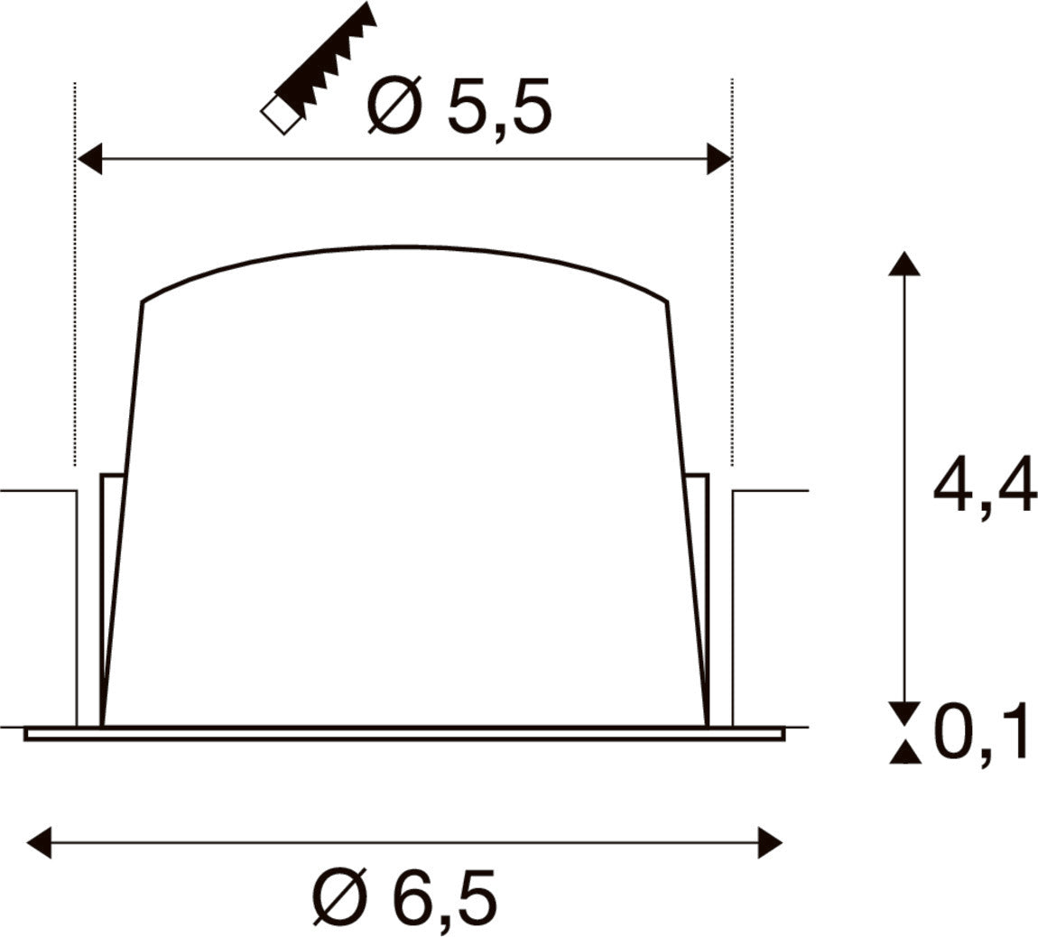 SLV NUMINOS® XS, Recessed ceiling light, 4000 K, 55°, IP20, round, white 1009323