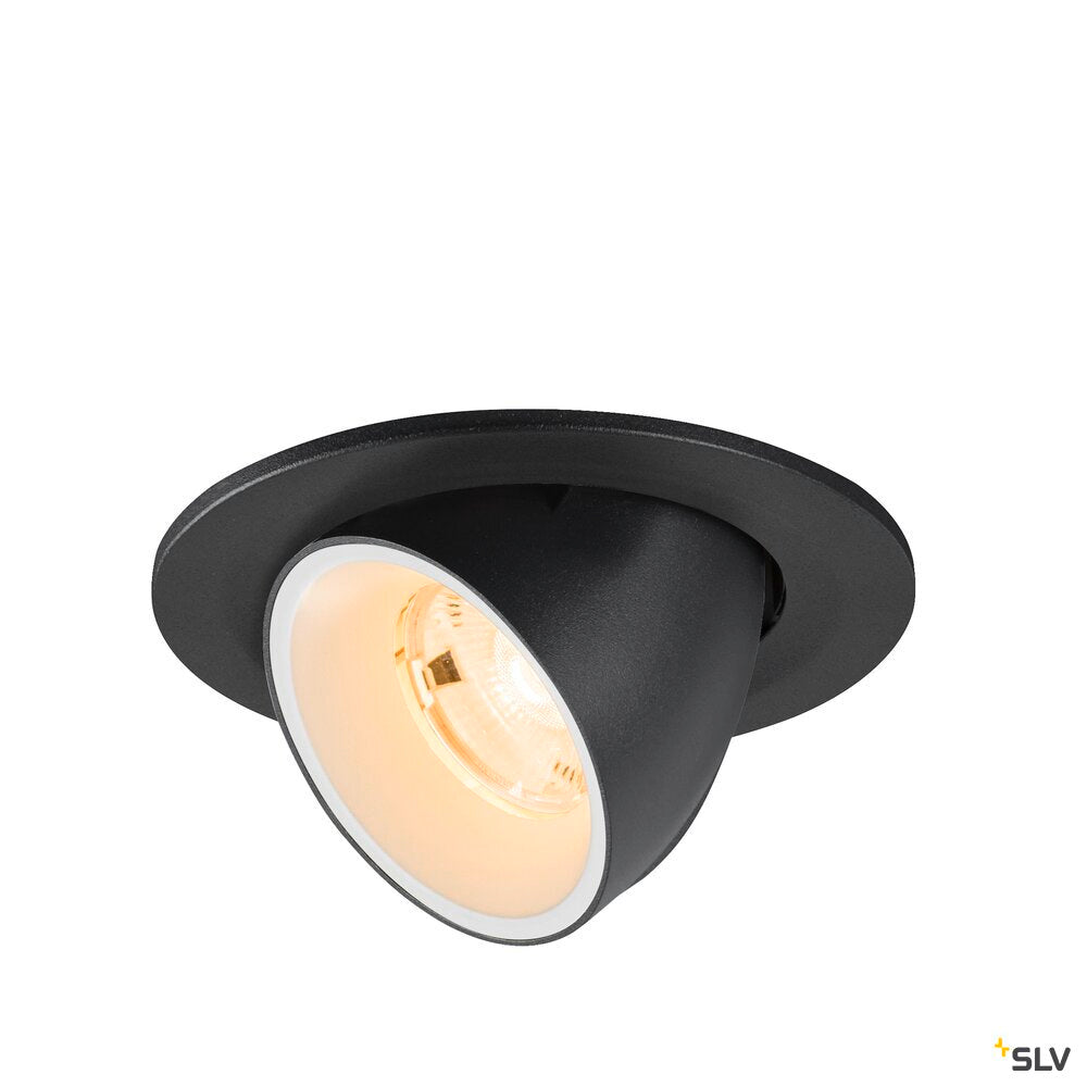 SLV NUMINOS® GIMBLE S, Recessed ceiling light, 2700 K, 20°, IP20, round, black / white 1009380