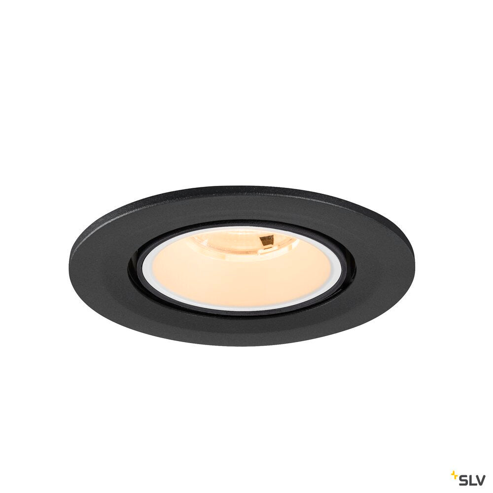 SLV NUMINOS® GIMBLE S, Recessed ceiling light, 2700 K, 20°, IP20, round, black / white 1009380