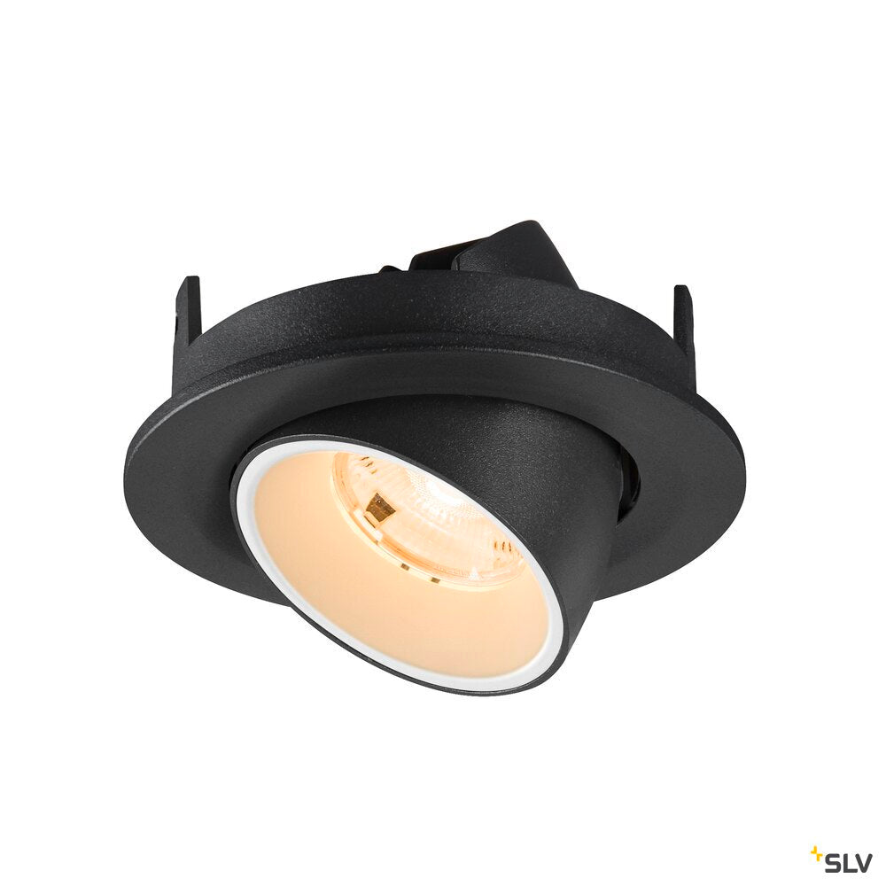 SLV NUMINOS® GIMBLE S, Recessed ceiling light, 2700 K, 20°, IP20, round, black / white 1009380