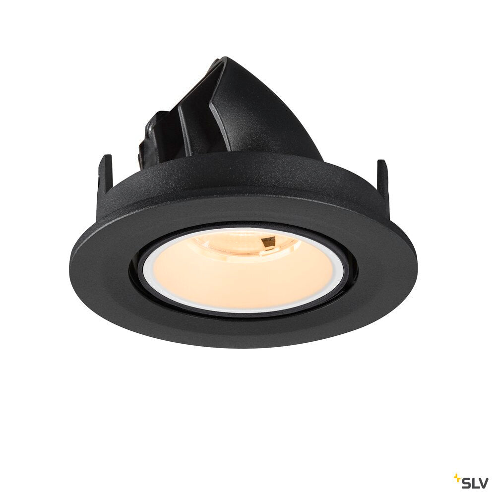 SLV NUMINOS® GIMBLE S, Recessed ceiling light, 2700 K, 20°, IP20, round, black / white 1009380