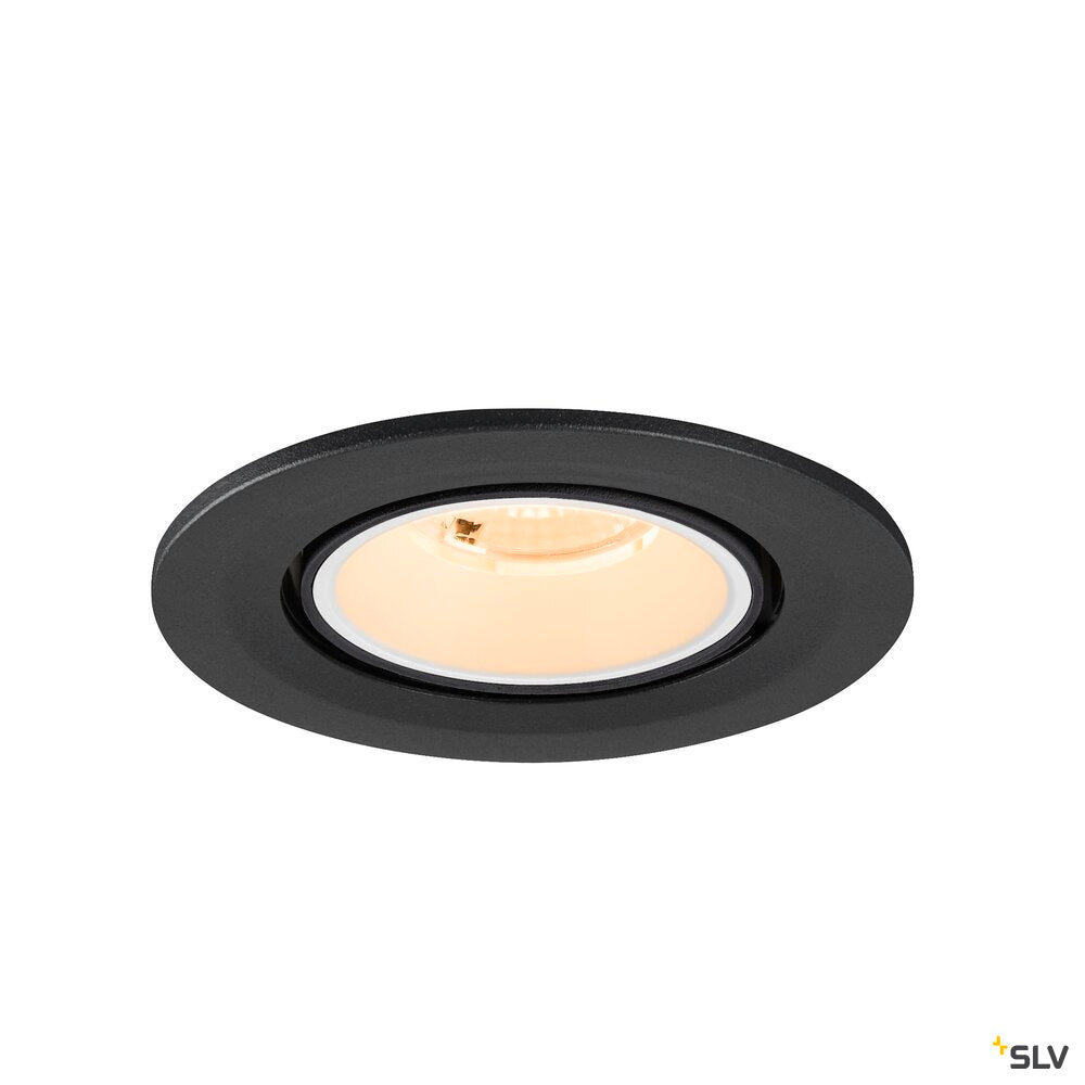 SLV NUMINOS® GIMBLE S, Recessed ceiling light, 2700 K, 40°, IP20, round, black / white 1009383