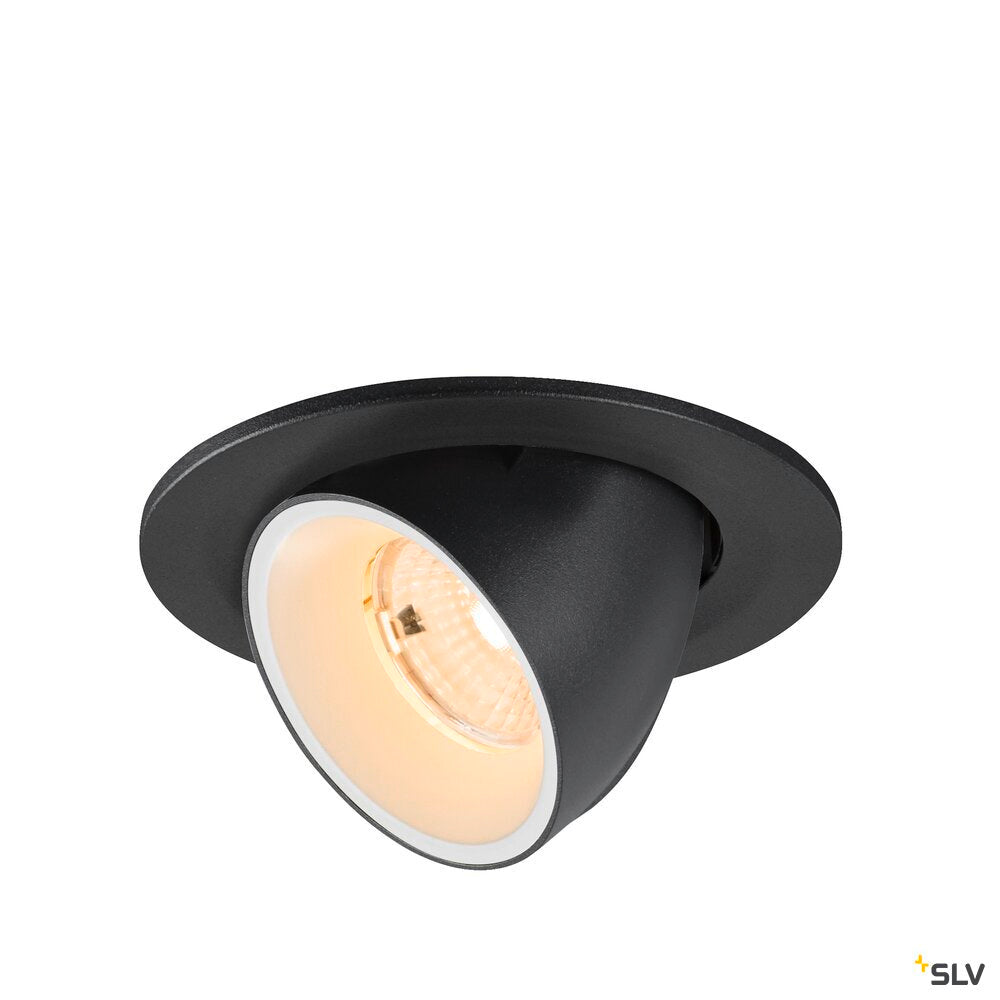 SLV NUMINOS® GIMBLE S, Recessed ceiling light, 2700 K, 55°, IP20, round, black / white 1009386