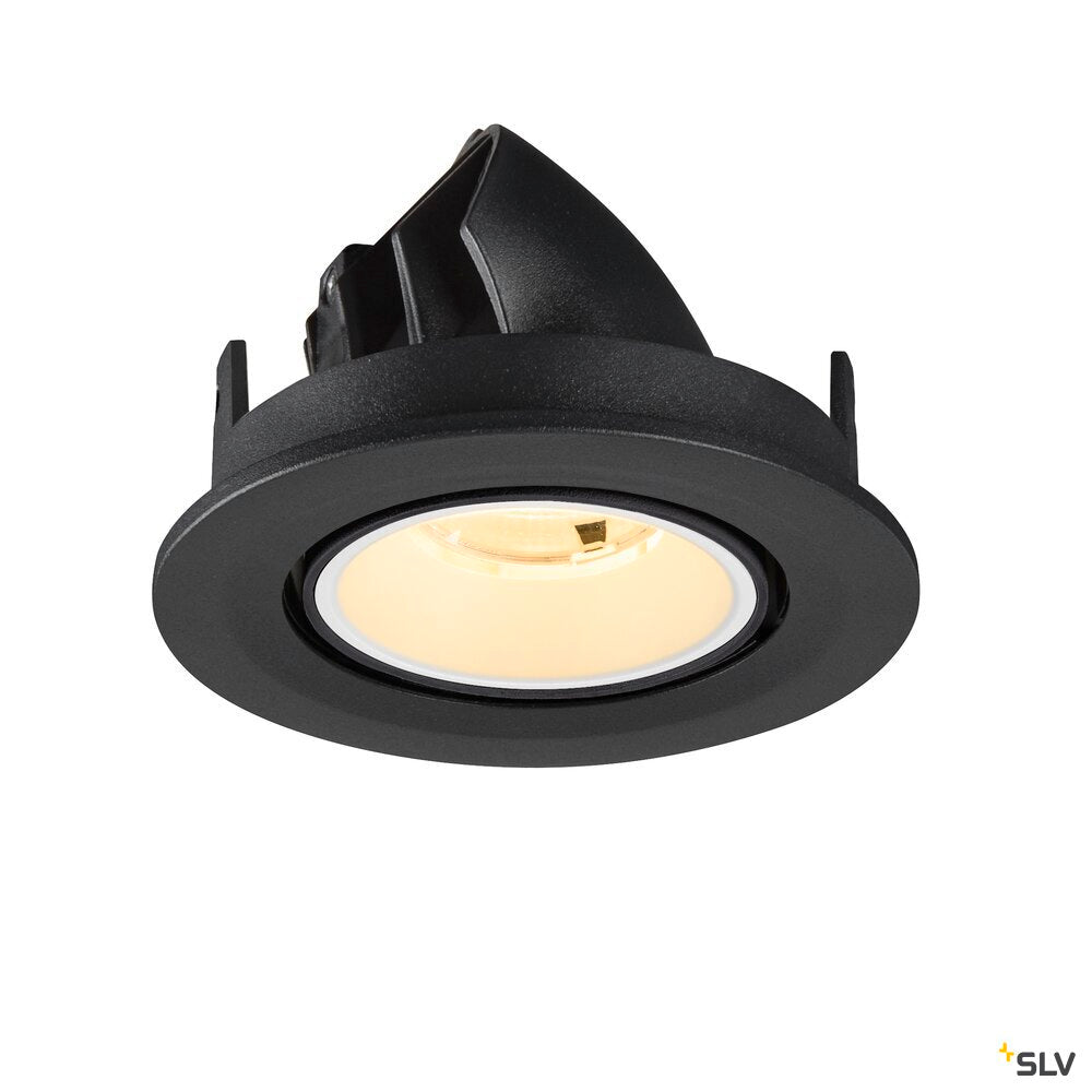 SLV NUMINOS® GIMBLE S, Recessed ceiling light, 3000 K, 20°, IP20, round, black / white 1009398